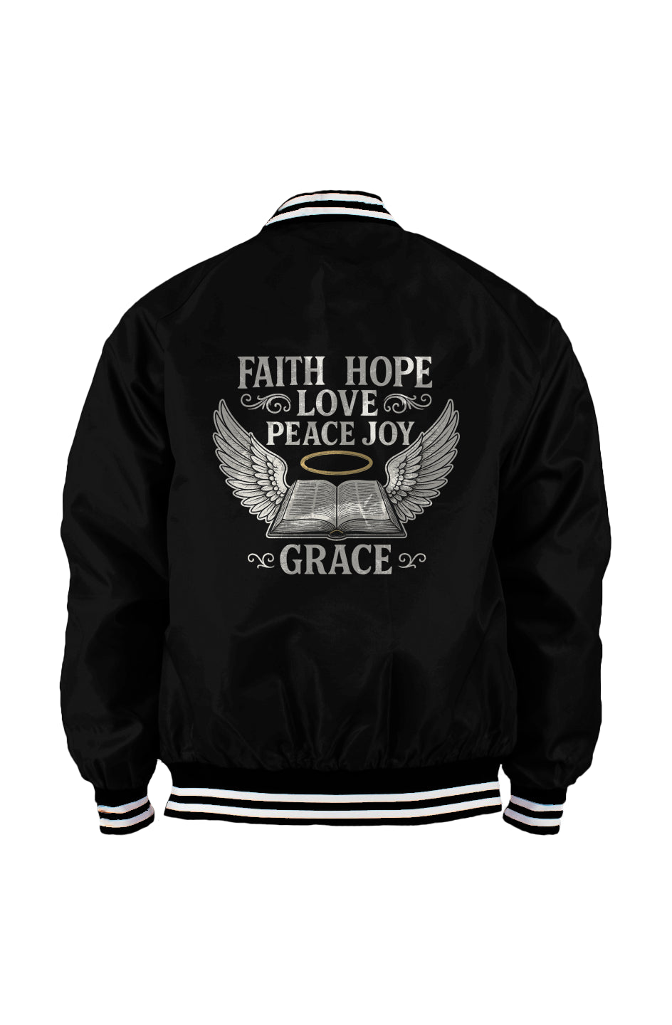 Men's Faith Hope Love Grace Varsity Jacket