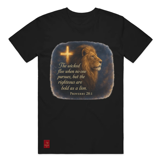 Bold as a Lion – Proverbs 28:1 Galaxy T-Shirt